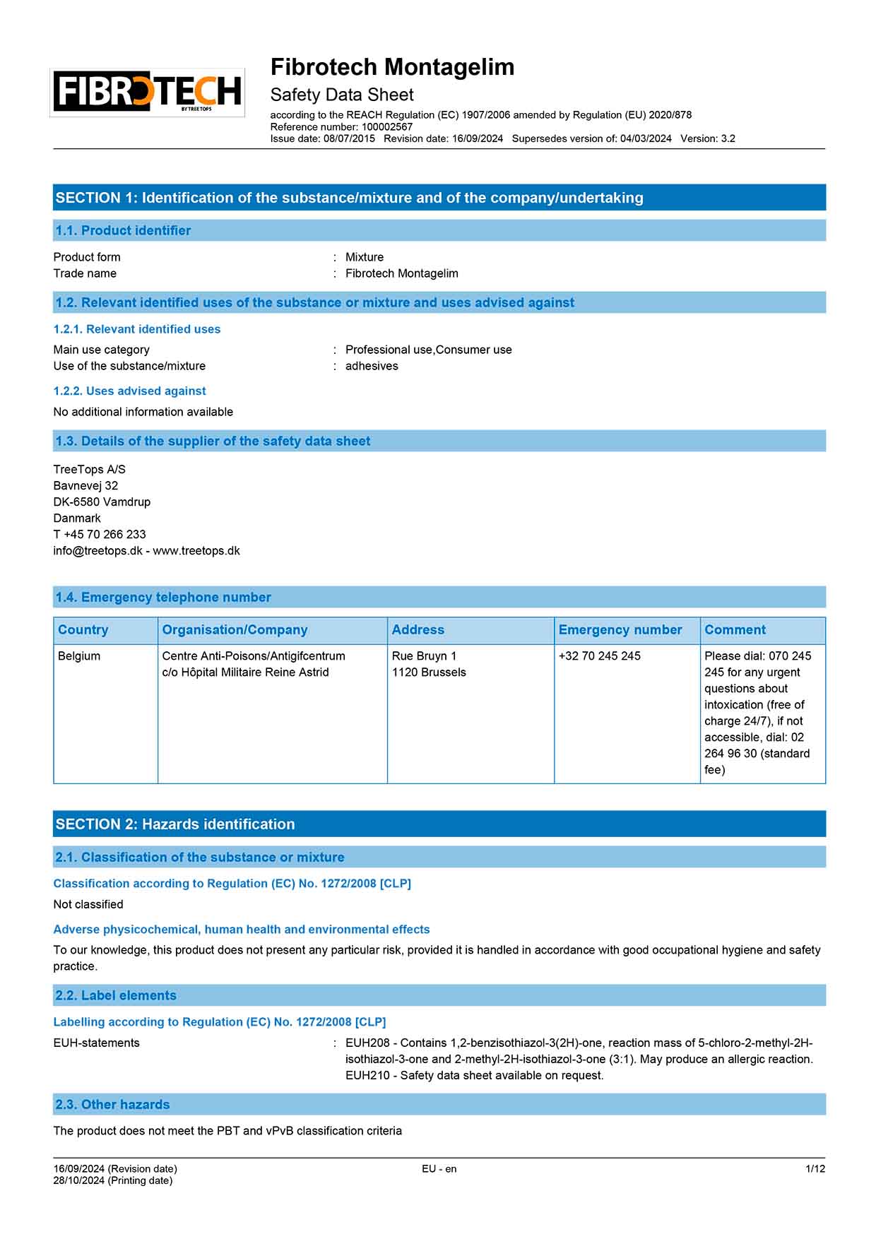 Fibrotech Kleber SDS
